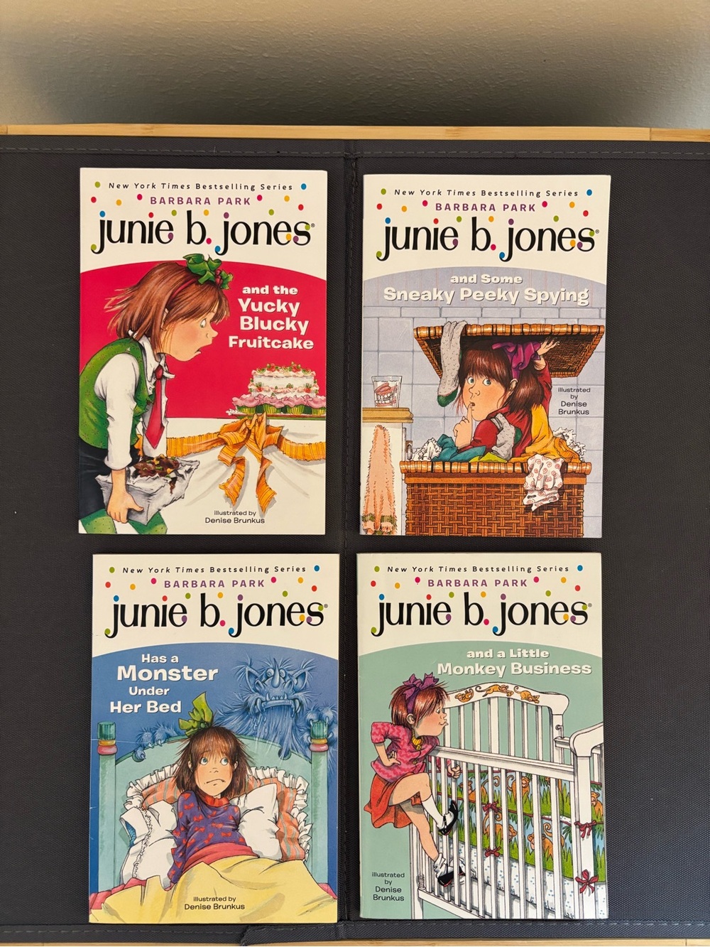 junie b. jones Book Set - 4 Paperback Kids Books (Green, Pink, Blue, Teal)